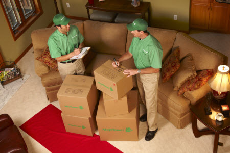 Metcalf Movers packing a living room