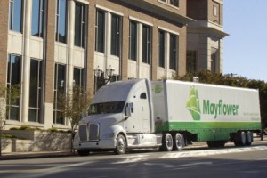 Metcalf Moving Truck in front of building