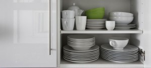 Dishes on shelf